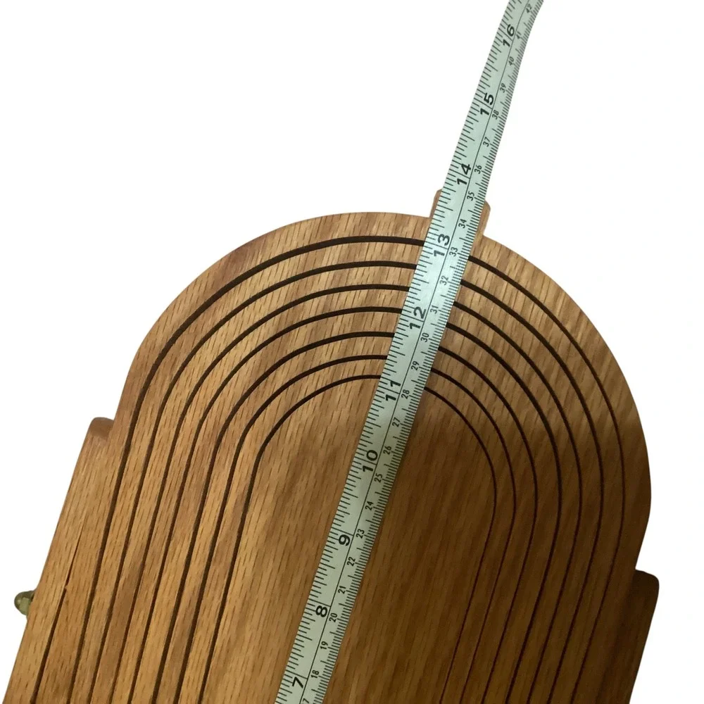 Handcrafted Oak Wood Collapsible Spiral Basket Folding Trivet Fruit Bowl 12in